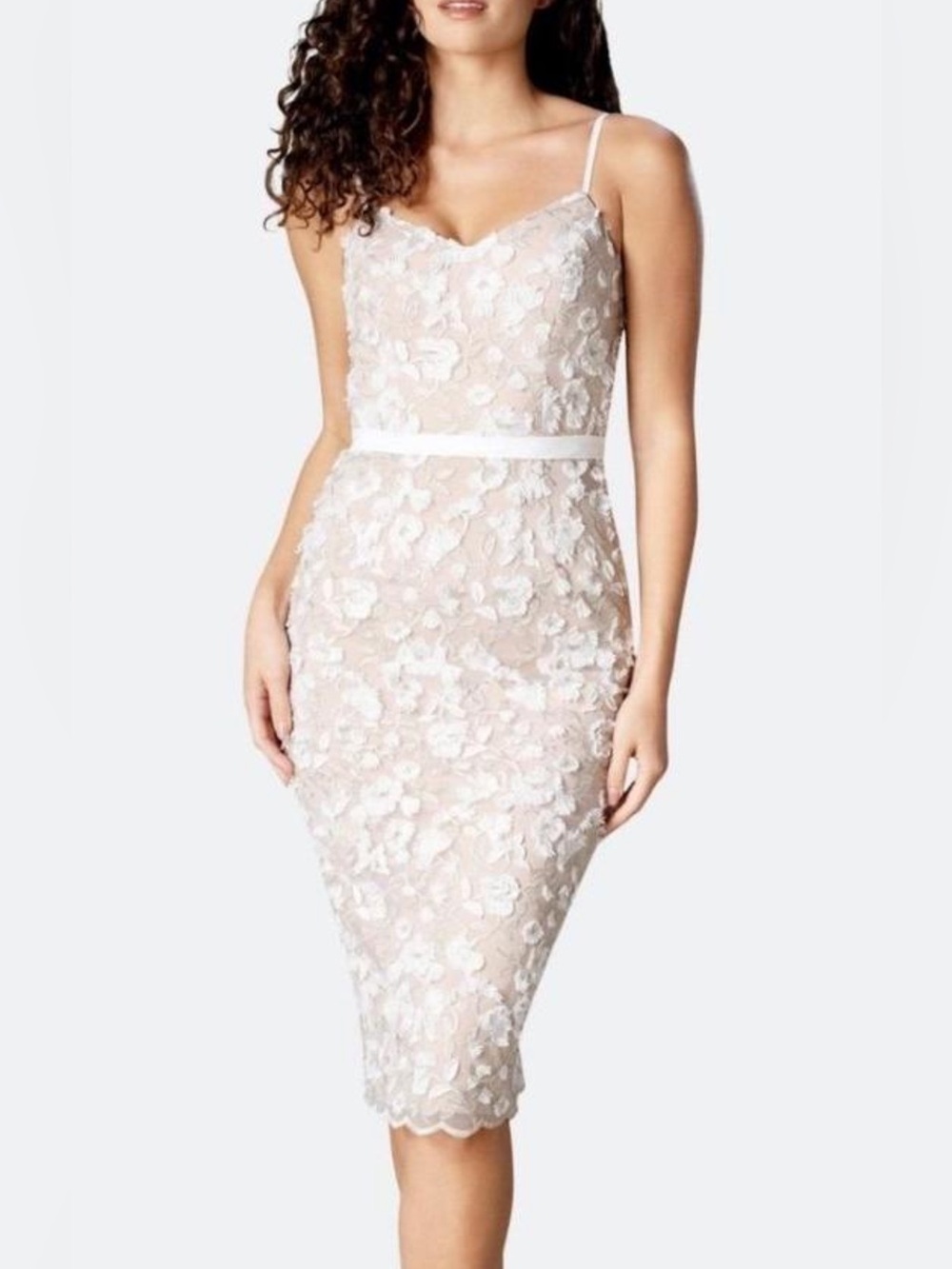 Dress the Population White and Cream Lace Dress